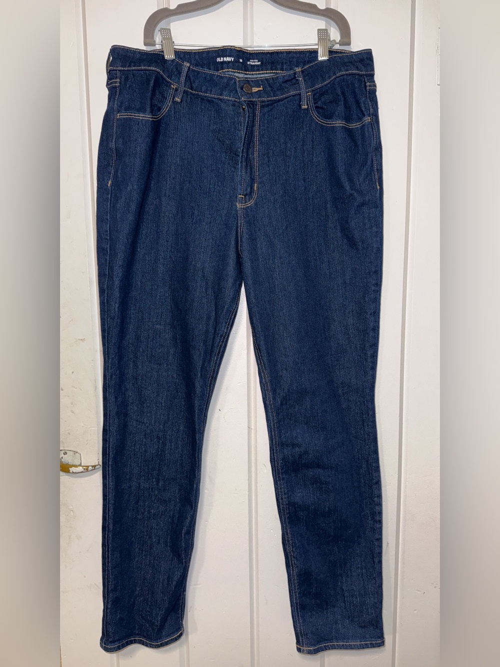 Old Navy Women's Straight Leg Jeans - Dark Blue Denim